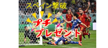 W杯サッカー 日本、まさかのスペイン撃破(プチプレゼント)